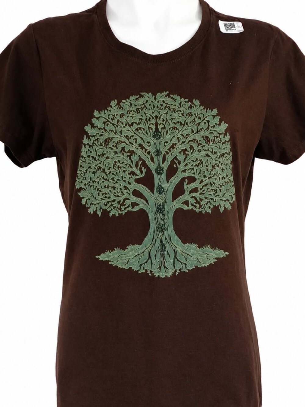 NEW medium brown cotton t-shirt TREE OF LIFE, CHAKRA Bohemian Spiritual Yoga.
